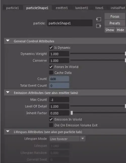 particle flow options in maya