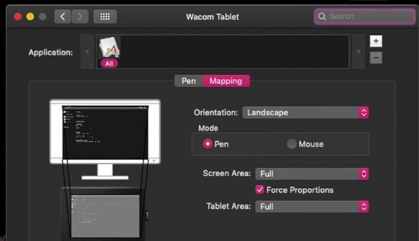 Wacom tablet mapping