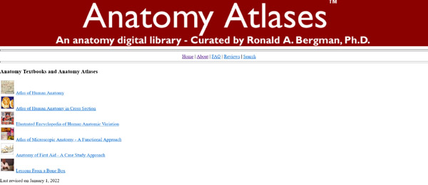 screenshot of anatomy atlases