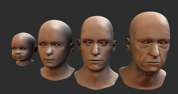 MakeHuman character aging